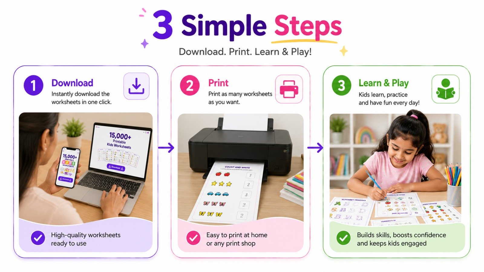 3 Simple Steps: Download, Print, Learn and Play